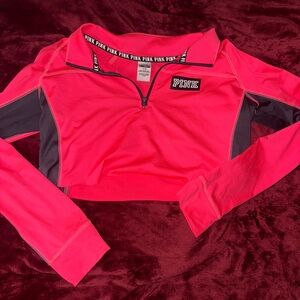 VICTORIAS SECRET PINK 1/4 ZIP CROPPED LONG SLEEVE!!